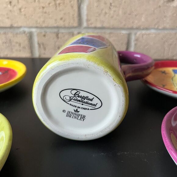 Jennifer Brinley Certified International Cheese/Wine Small Pitcher  Snack Plates - Picture 12 of 16